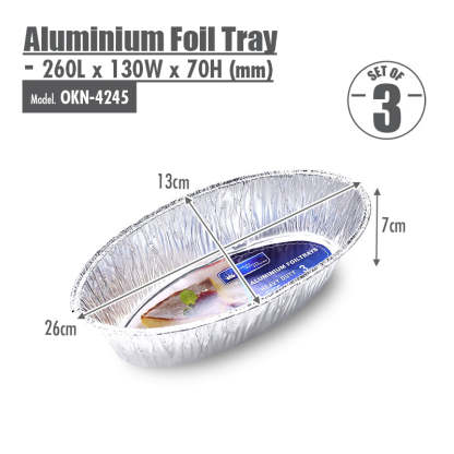 Oval Aluminium Foil Roasting Pan (Set of 3) - 260x130x70mm