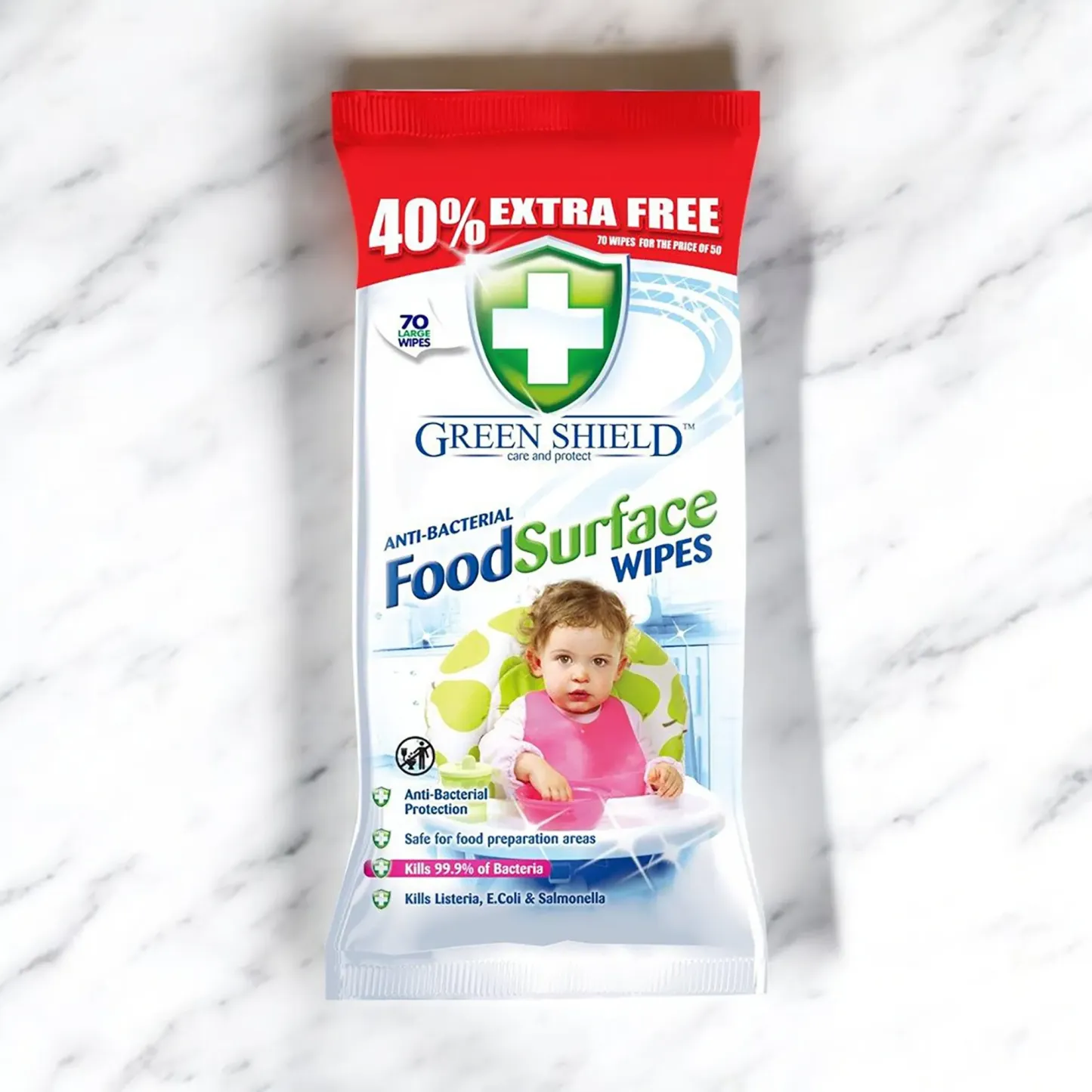 Gift w Purchase: (Worth $11.80) Greenshield Food Surface Wipes [70sheets/pack]
