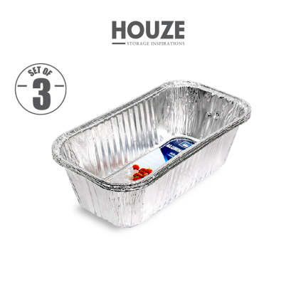HOUZE - Deep Dish Aluminium Foil Tray (Set of 3) - 250x132x70mm