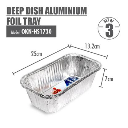 [Set of 3] Deep Dish Aluminium Foil Tray - 250x132x70mm