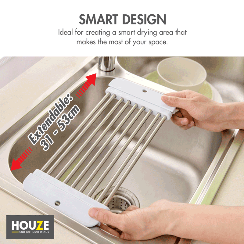 Extendable Stainless Steel Sink Drainer - HOUZE - The Homeware Superstore