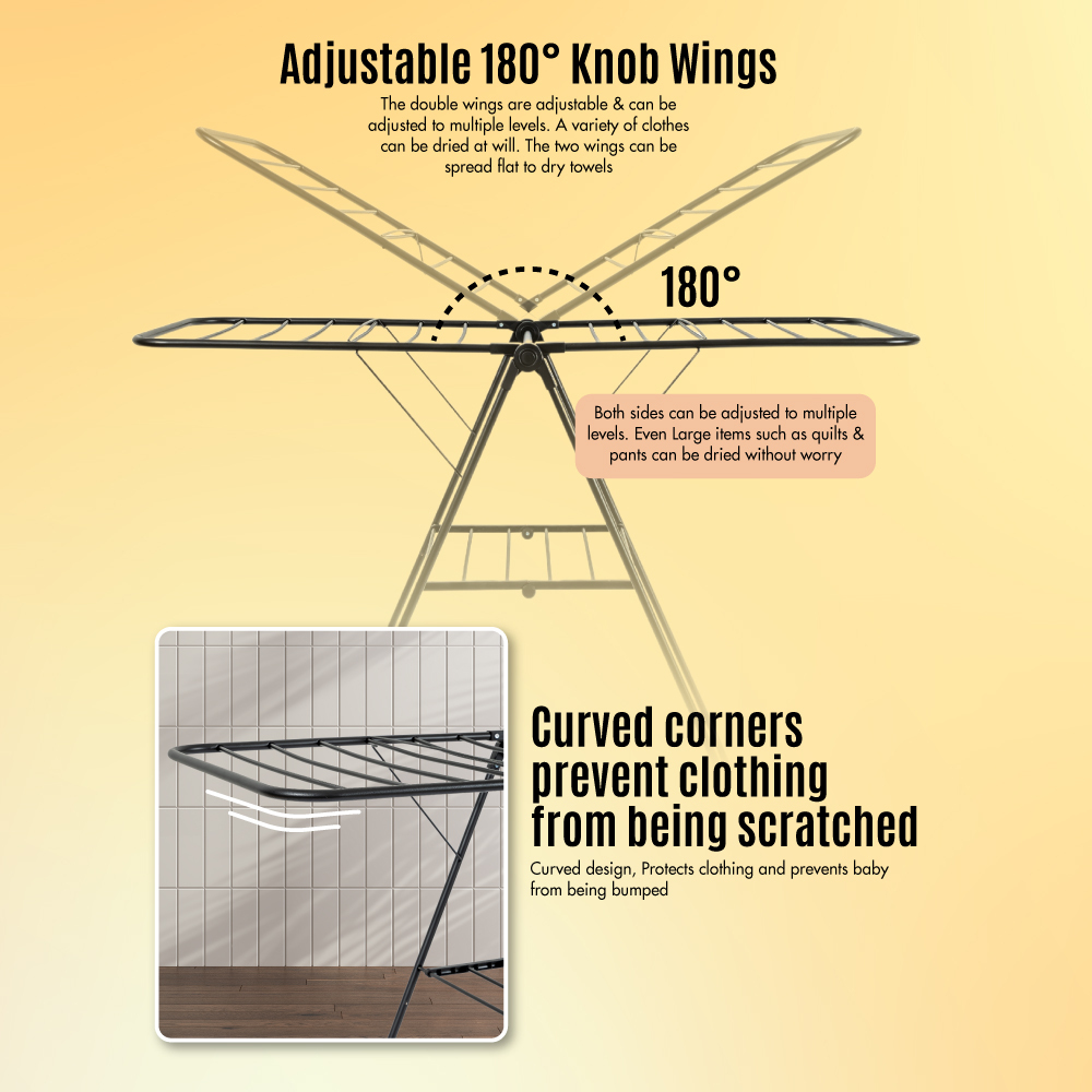 SLIM '21 Rail' Wing Drying Airer Rack