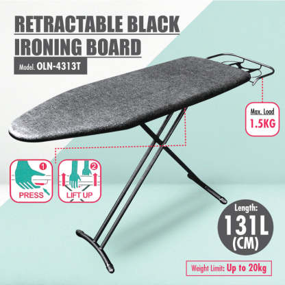  FOREVER - Retractable Black Ironing Board (Dim: 131 x 33cm)