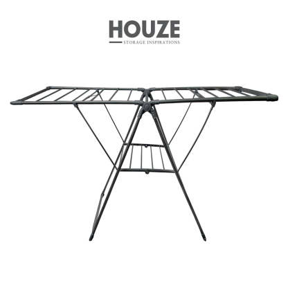 HOUZE - '2-Fold' & 'Menshar Gullwing QuickFold' Clothes Drying Airer Rack - Laundry | Organizer | Towels