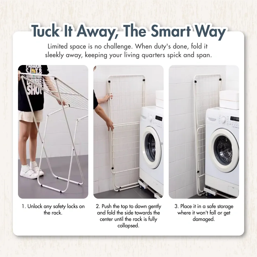 Sechoir '3 Fold' Winged Airer Rack - Laundry | Rack | Organizer | Towels