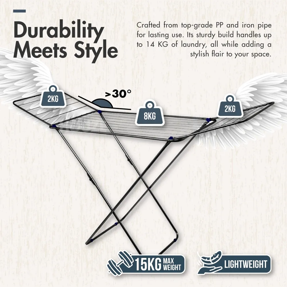 Sechoir '3 Fold' Winged Airer Rack - Laundry | Rack | Organizer | Towels