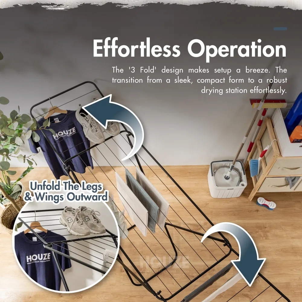 Sechoir '3 Fold' Winged Airer Rack - Laundry | Rack | Organizer | Towels