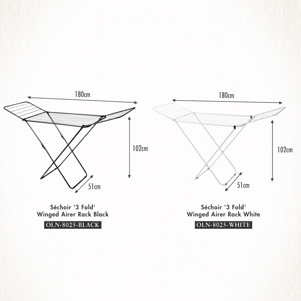 Sechoir '3 Fold' Winged Airer Rack - Laundry | Rack | Organizer | Towels