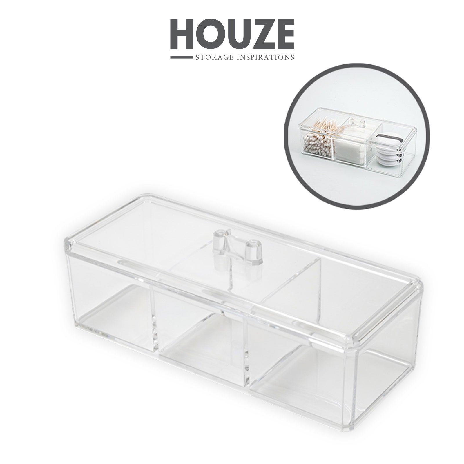 HOUZE - 3 Compartment Tall Box With Lid