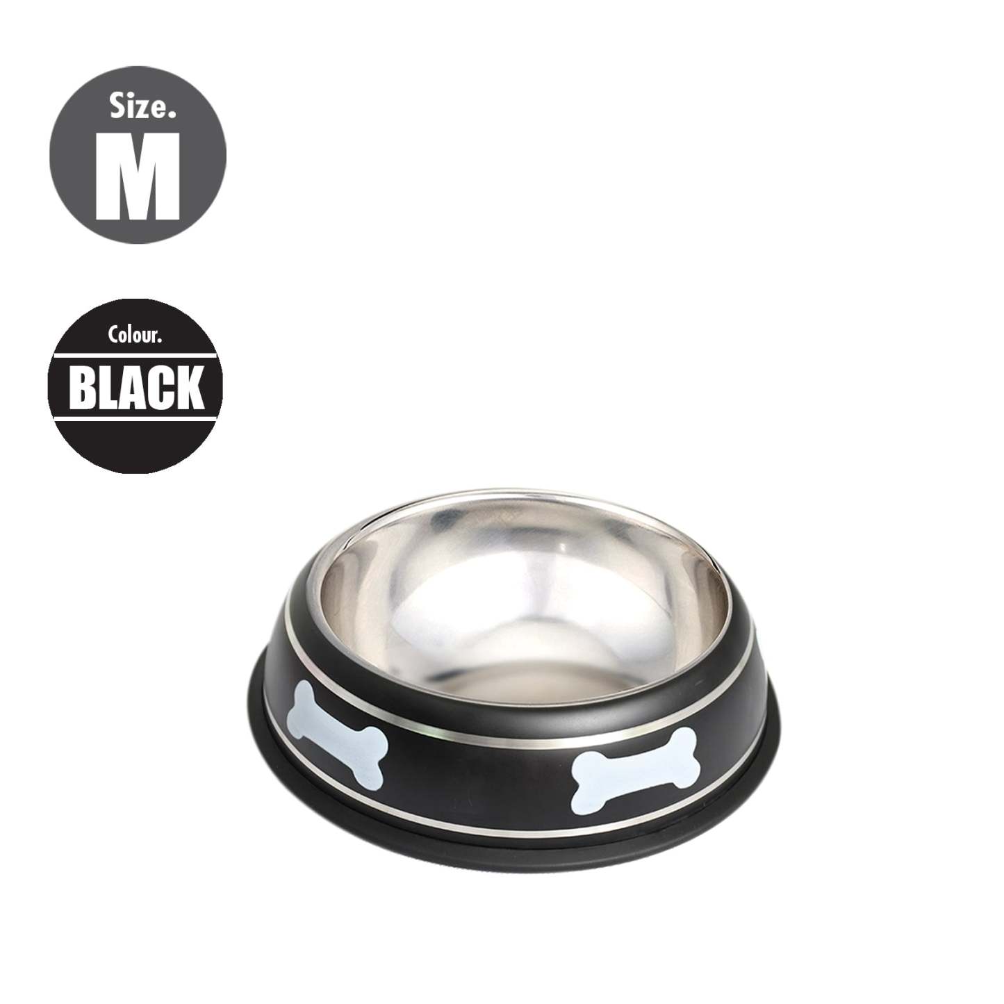 HOUZE - Pet Steel Bowl (22CM) - Black