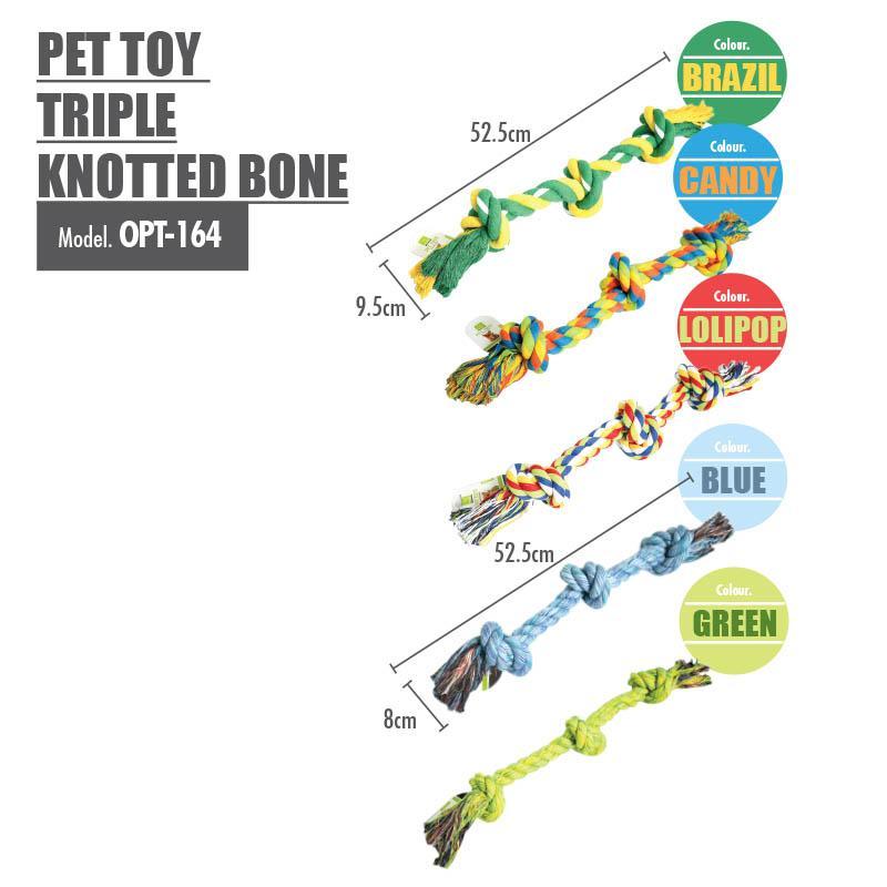 Pet Toy Triple Knotted Bone (Green) - HOUZE - The Homeware Superstore
