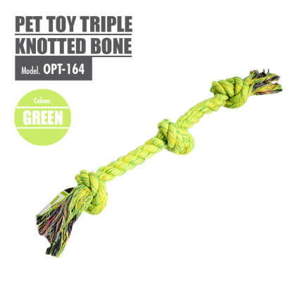 Pet Toy Triple Knotted Bone (Green)