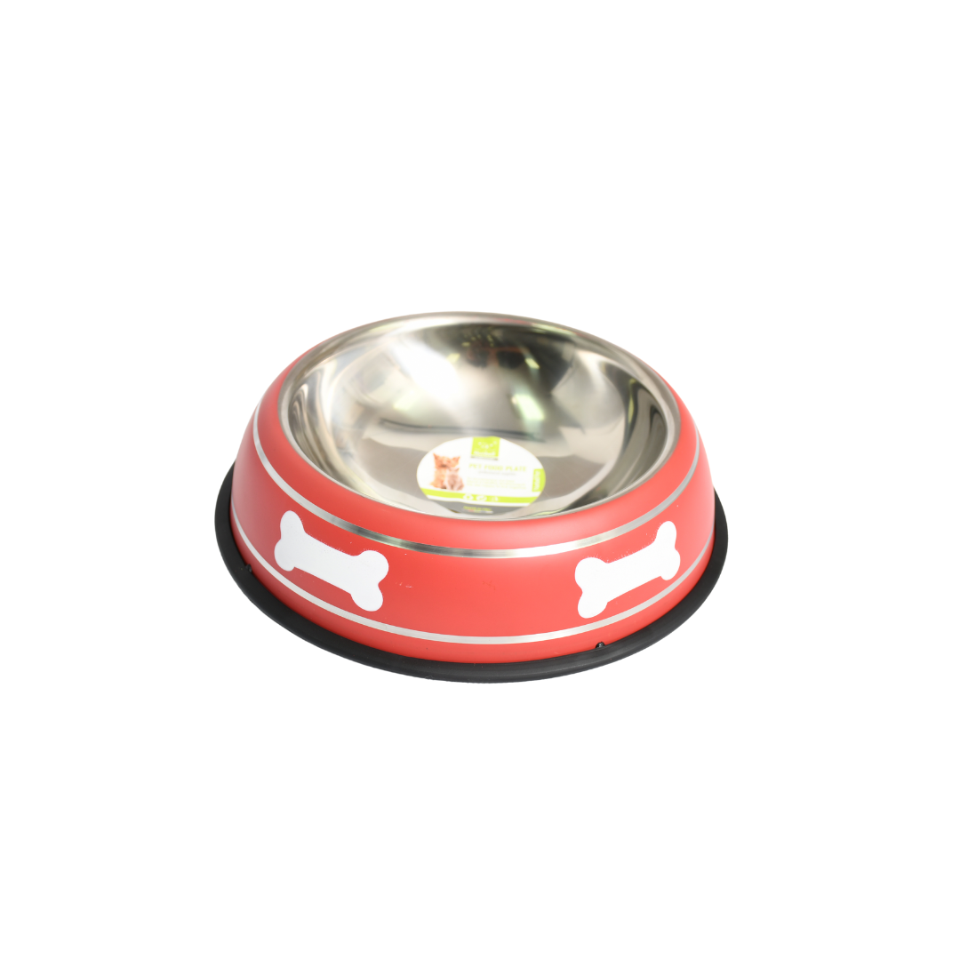 Pet Steel Bowl (26cm/Large) - Red, Green, Black