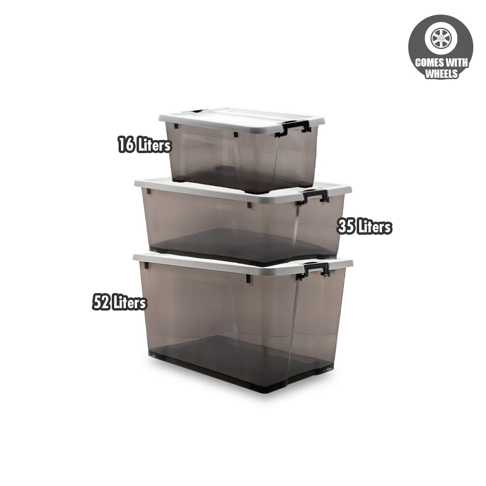 HOUZE - 'EDGY' 16L/35L/52L Storage Box (Smoke Grey)