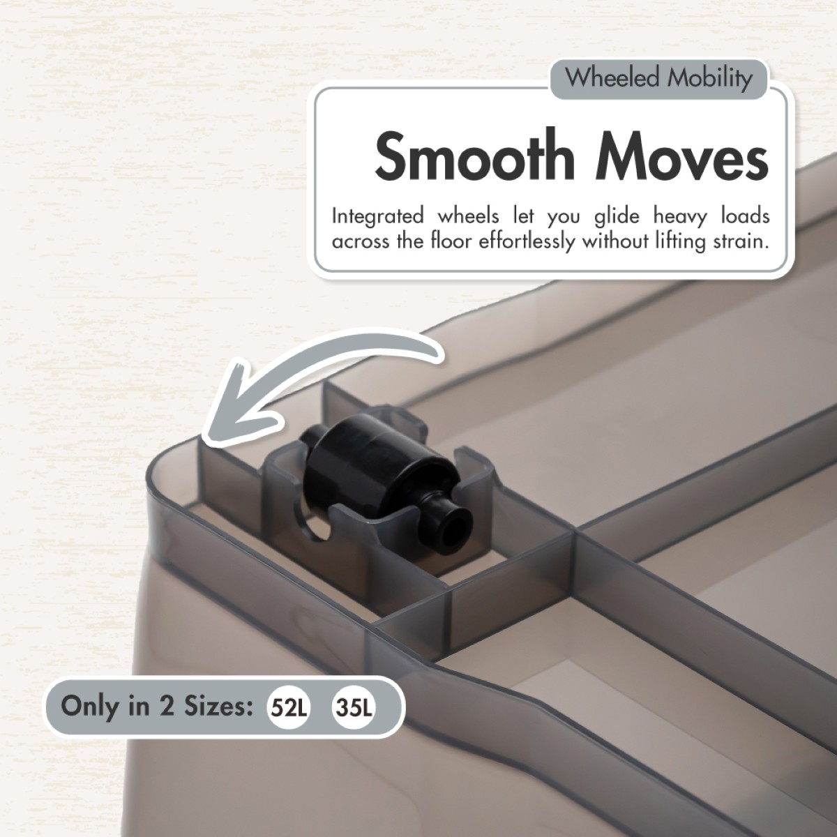 [SET OF 3] 'EDGY' 16L/35L/52L Storage Box (Smoke Grey)