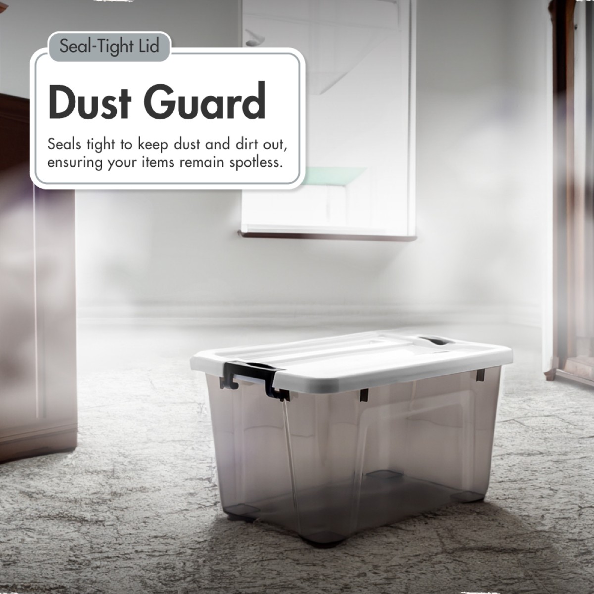 [SET OF 3] 'EDGY' 16L/35L/52L Storage Box (Smoke Grey)