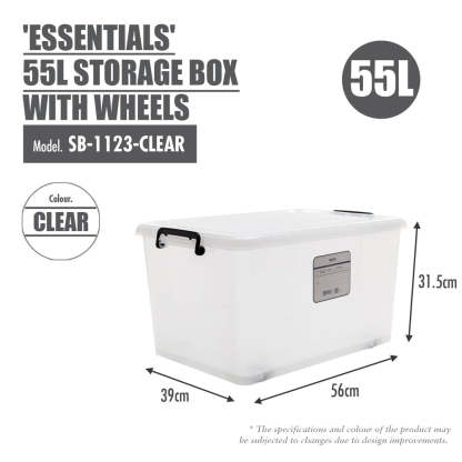 HOUZE - 'ESSENTIALS' Series 15L/35L/55L/75L/95L Stackable Storage Box with Wheels
