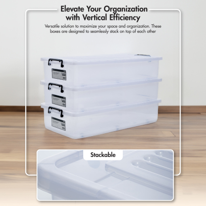 'ESSENTIALS' 35L Stackable Underbed Storage Box with Wheels