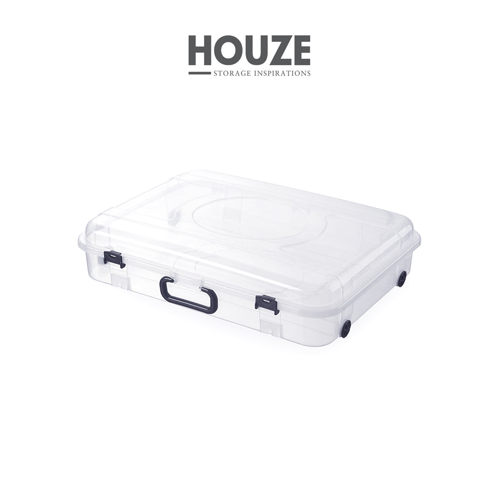 HOUZE - 30L Underbed Storage with Wheels and Handle (Clear)
