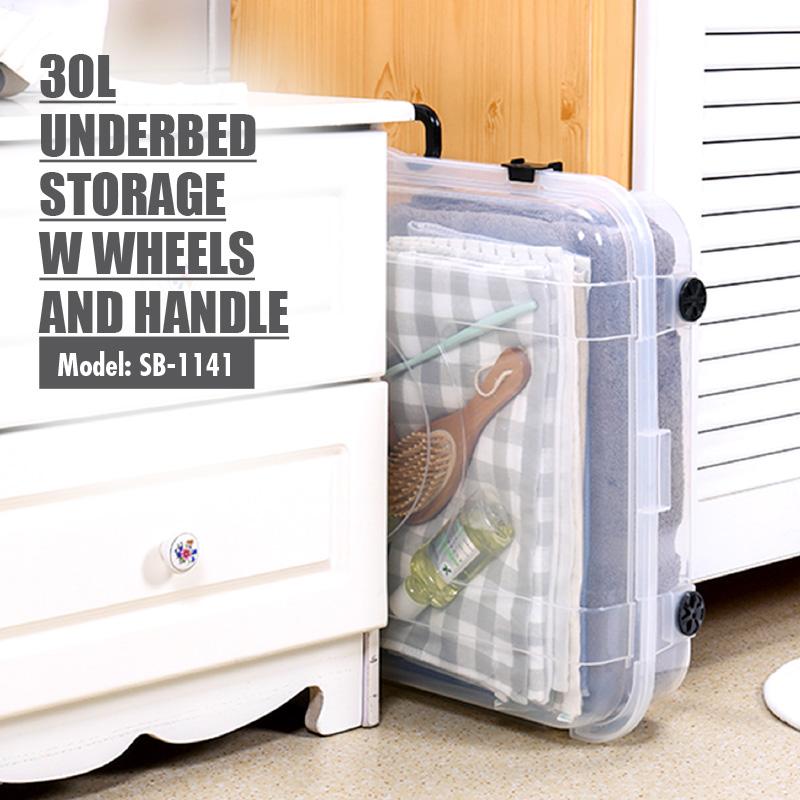 HOUZE - 30L Underbed Storage with Wheels and Handle (Clear) - HOUZE - The Homeware Superstore
