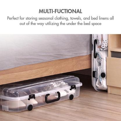 HOUZE - 30L Underbed Storage with Wheels and Handle (Clear) - HOUZE - The Homeware Superstore
