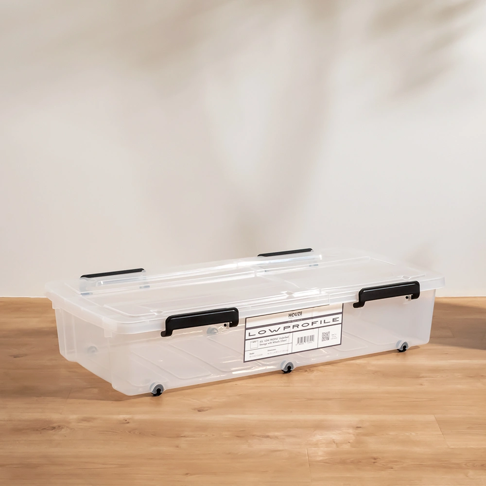 'Low Profile' Underbed Storage Box With Wheels 35L / 45L (Clear) -  Plastic | Container