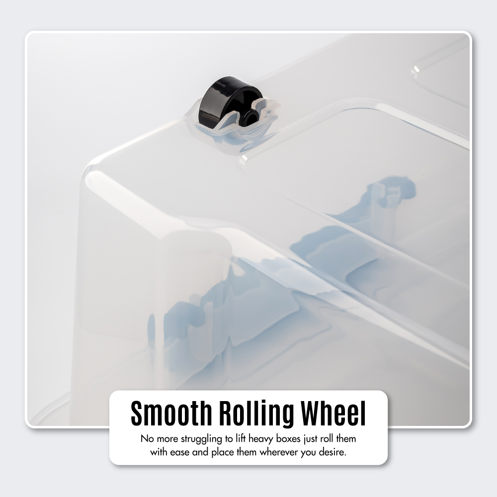 'Low Profile' Underbed Storage Box With Wheels 35L / 45L (Clear) -  Plastic | Container