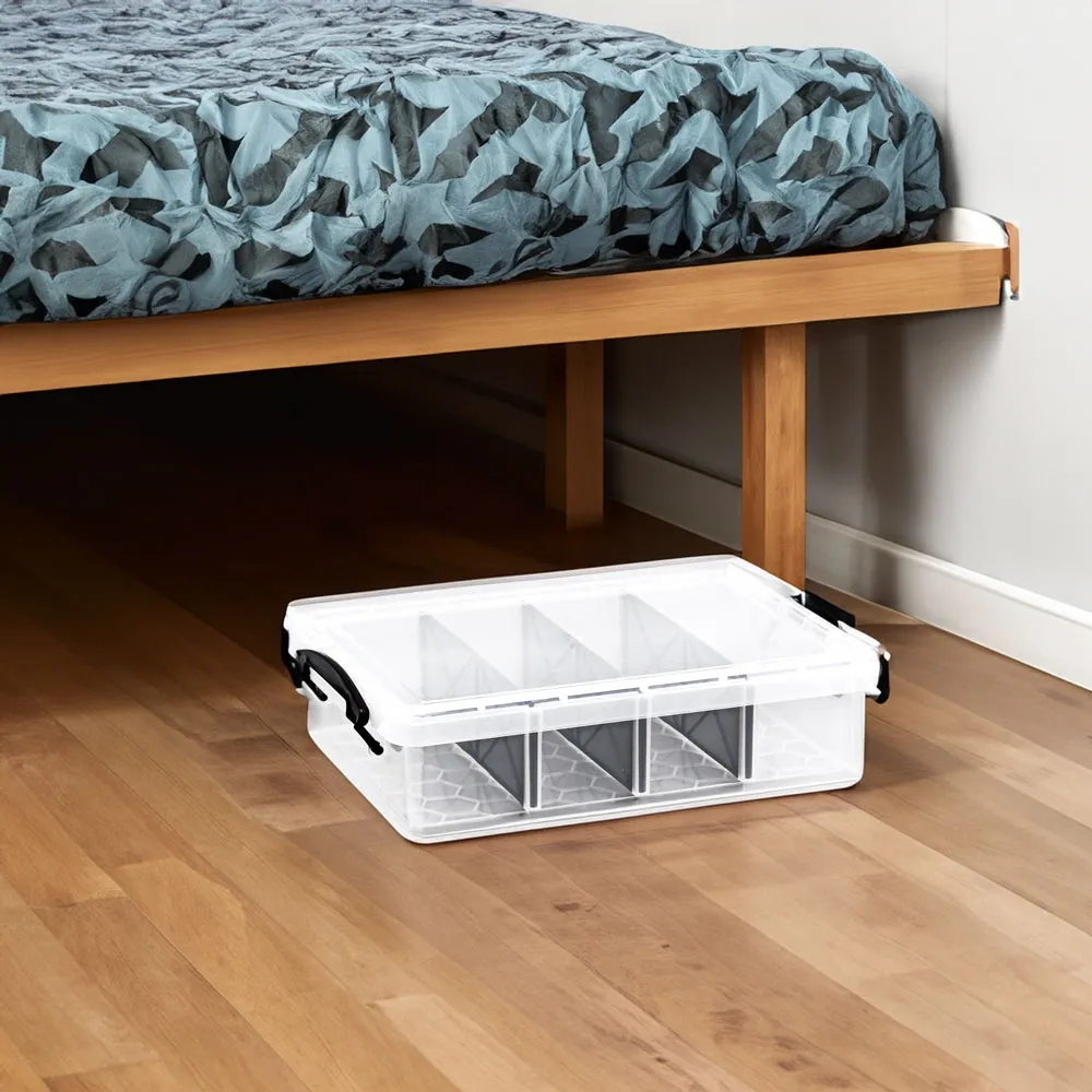 HOUZE - 'LOW PROFILE' Underbed Storage Box with Removable Dividers 6.5L|9L|25L|35L - Plastic | Container