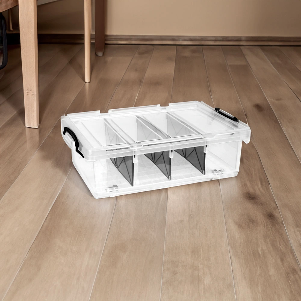 HOUZE - 'LOW PROFILE' Underbed Storage Box with Removable Dividers 6.5L|9L|25L|35L - Plastic | Container