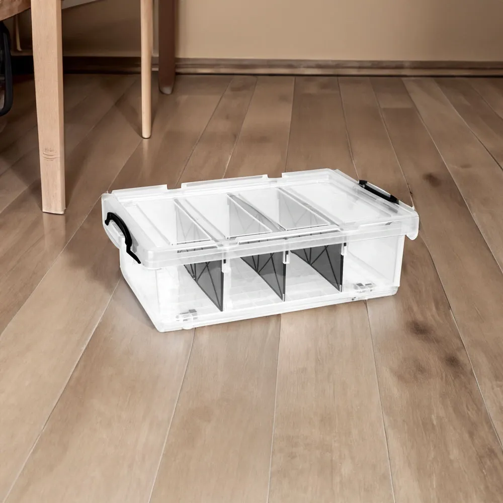HOUZE - 'LOW PROFILE' Underbed Storage Box with Removable Dividers 6.5L|9L|25L|35L - Plastic | Container