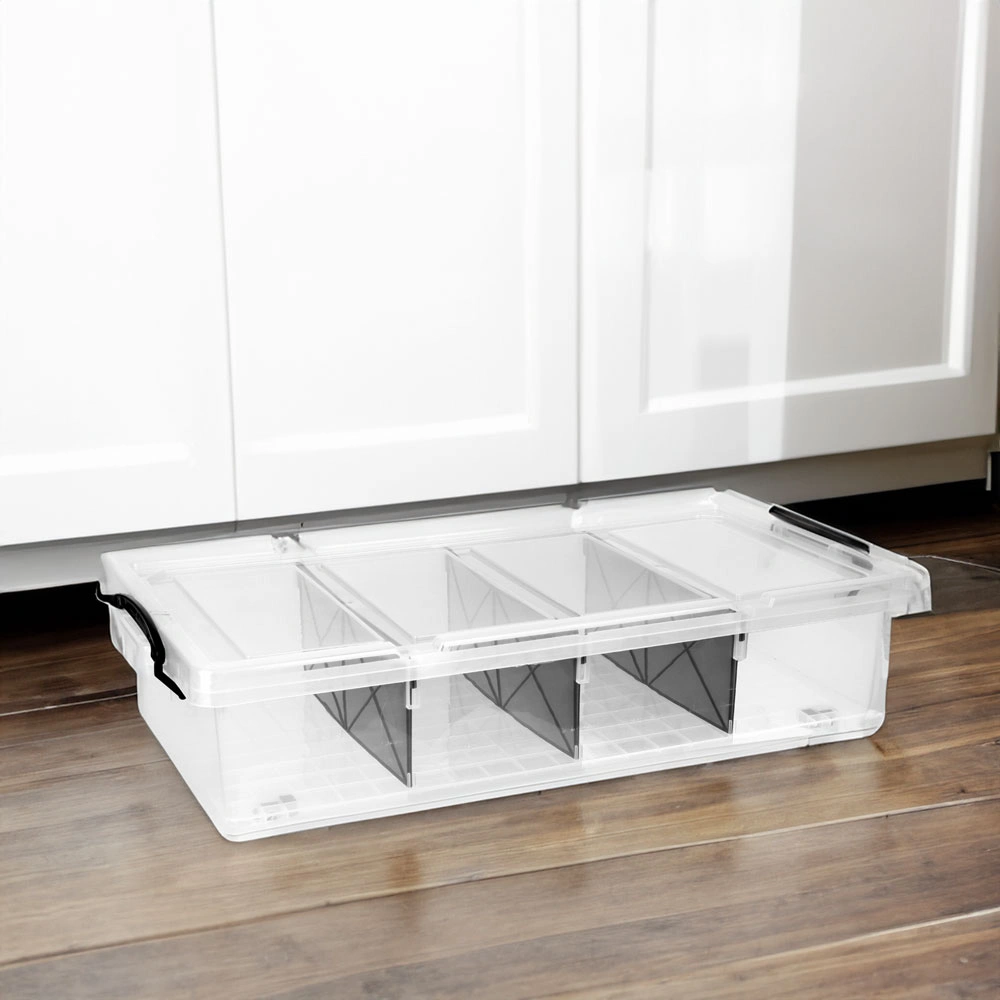 HOUZE - 'LOW PROFILE' Underbed Storage Box with Removable Dividers 6.5L|9L|25L|35L - Plastic | Container