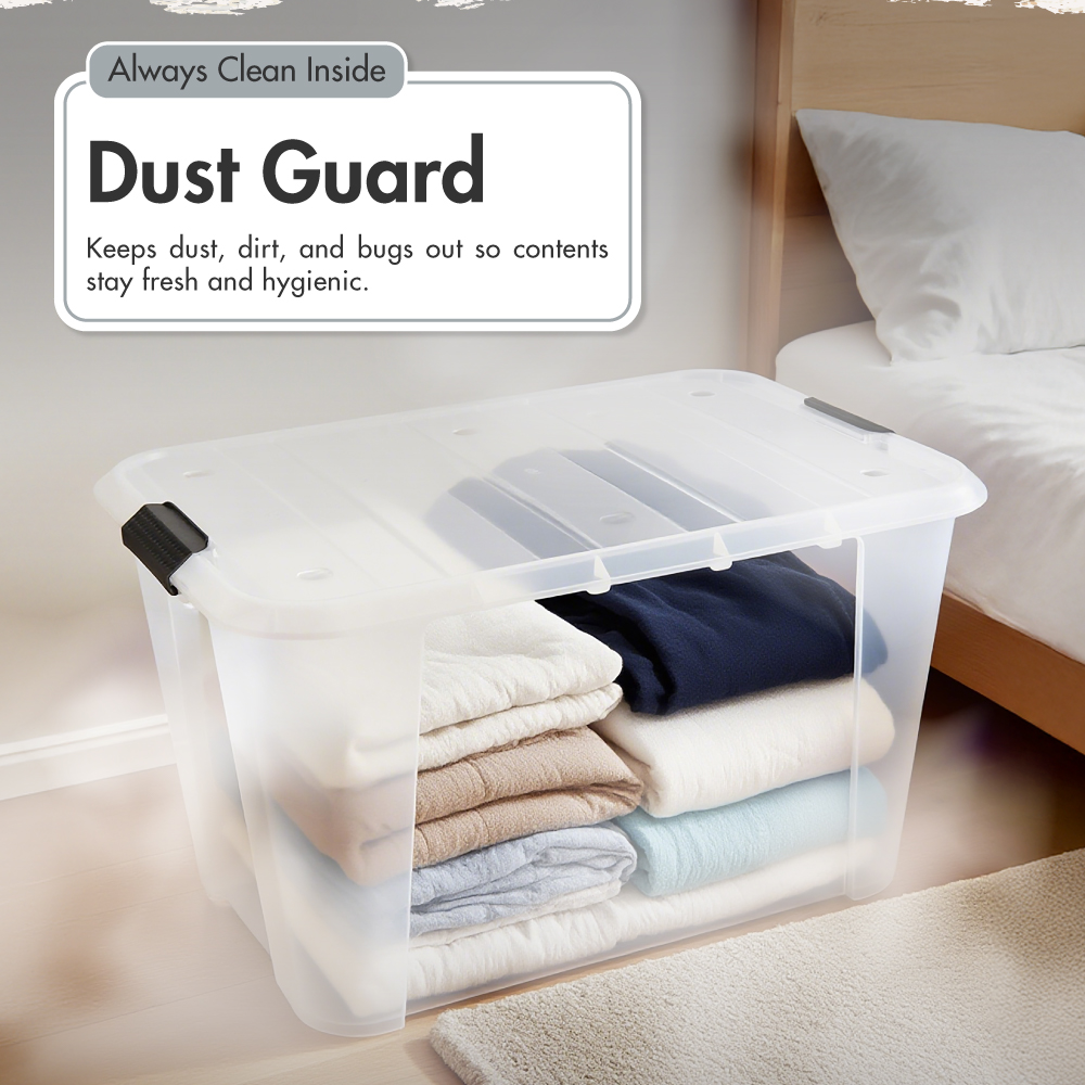 HOUZE - Bounce Storage Box With Wheels (Clear) 20L | 40L | 70L | 100L | 125L - Plastic | Container | Box | Organizer