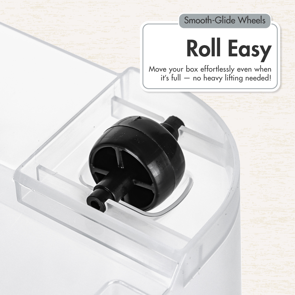 HOUZE - Bounce Storage Box With Wheels (Clear) 20L | 40L | 70L | 100L | 125L - Plastic | Container | Box | Organizer