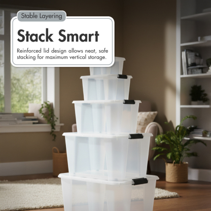 HOUZE - Bounce Storage Box With Wheels (Clear) 20L | 40L | 70L | 100L | 125L - Plastic | Container | Box | Organizer