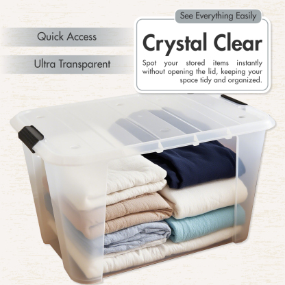 HOUZE - Bounce Storage Box With Wheels (Clear) 20L | 40L | 70L | 100L | 125L - Plastic | Container | Box | Organizer