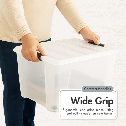 HOUZE - Bounce Storage Box With Wheels (Clear) 20L | 40L | 70L | 100L | 125L - Plastic | Container | Box | Organizer