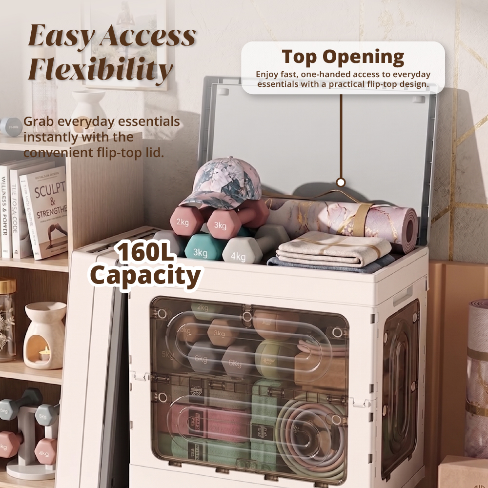 [HOUZE] Yoga 160L Large Capacity 5-Way Opening Storage Chest with Wheels