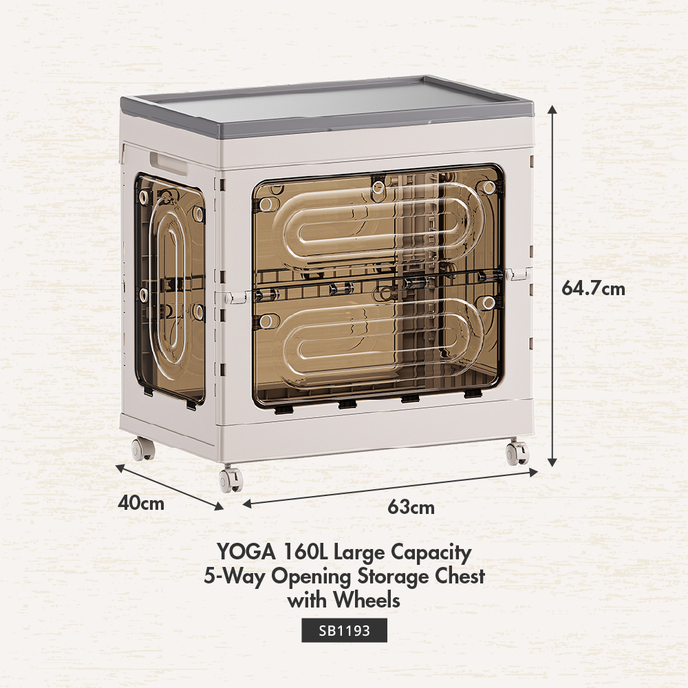 [HOUZE] Yoga 160L Large Capacity 5-Way Opening Storage Chest with Wheels