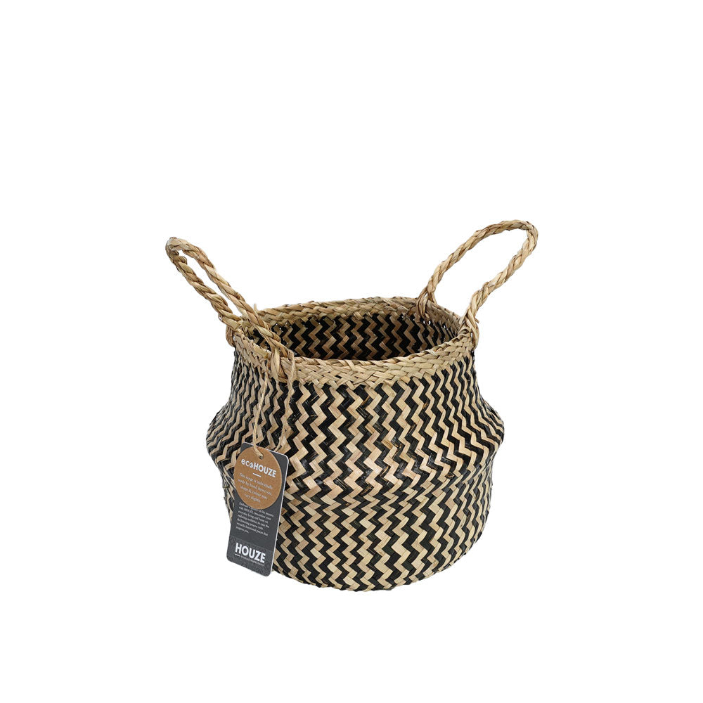 Use a Small Zigzag ecoHOUZE Seagrass Plant Basket With Handles
