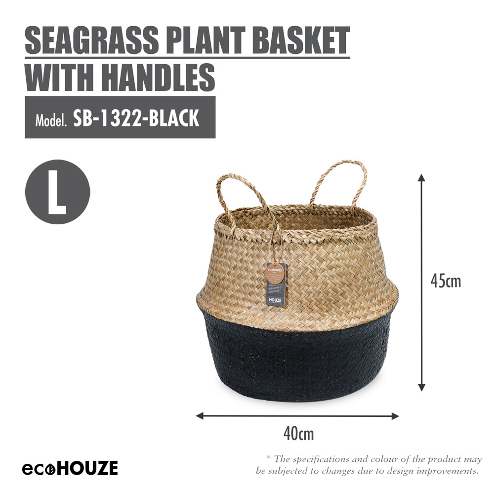 ecoHOUZE - Seagrass Plant Basket With Handles 5 Colors (Small & Large)