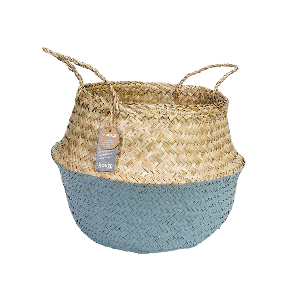 ecoHOUZE Seagrass Plant Basket With Handles - Grey (Large)