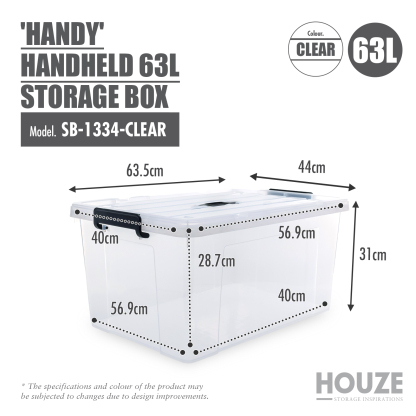 Handy Handheld Storage Box - 20L to 63L Clear Organizer