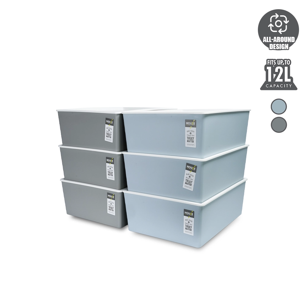 HOUZE - 12L Linear Storage Box with Lid [Set Of 3]