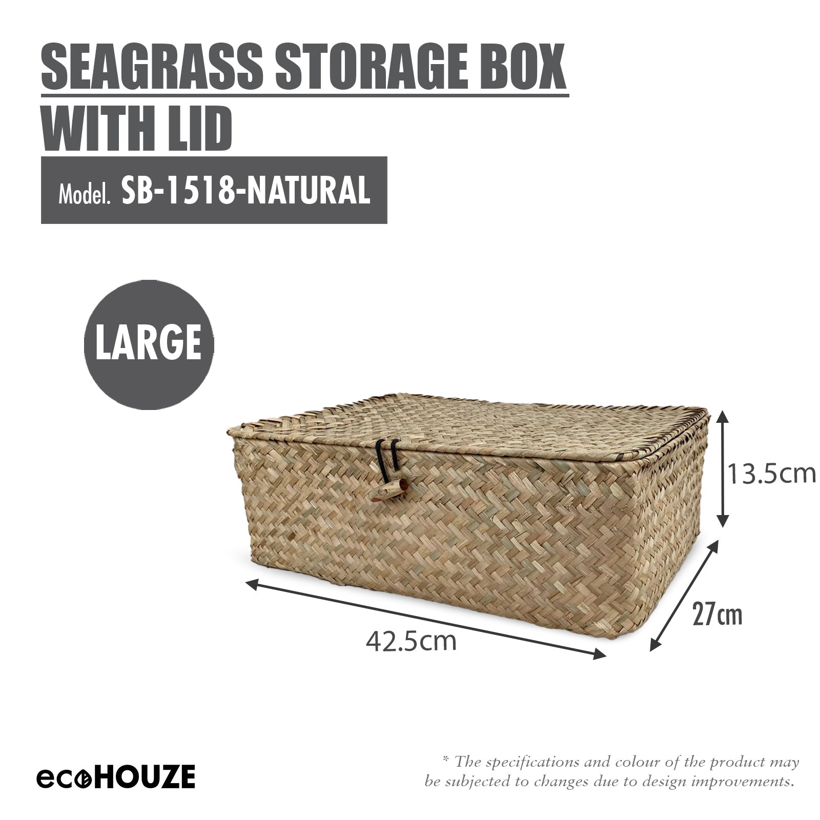 ecoHOUZE Seagrass Storage Box With Lid (Large)