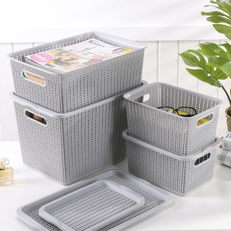 Bundle Deal - Braided Storage Basket with Lid (Set of 3) - Plastic | Container | Case | Organizer