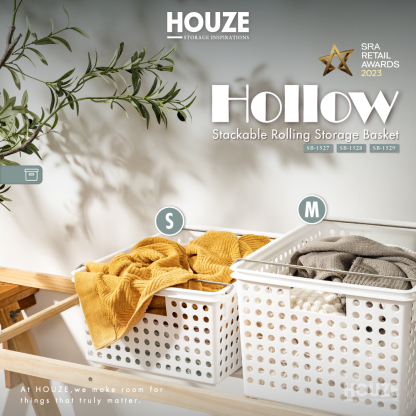 Hollow Stackable Rolling Storage Basket Small | Medium | Large - Washing | Kitchen | Bathroom | Organizer