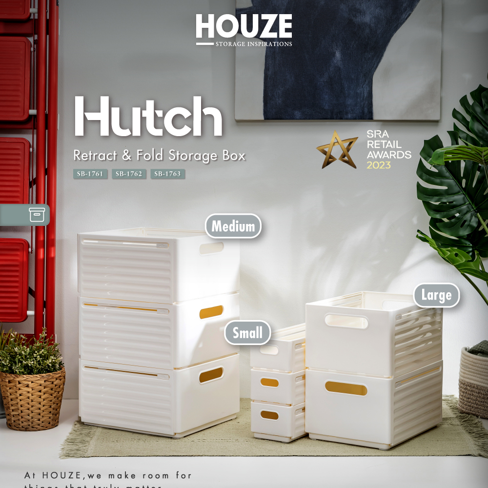 HOUZE - HUTCH Retract & Fold Storage Box - Small | Medium | Large - Storage | Space Saver | Organizer