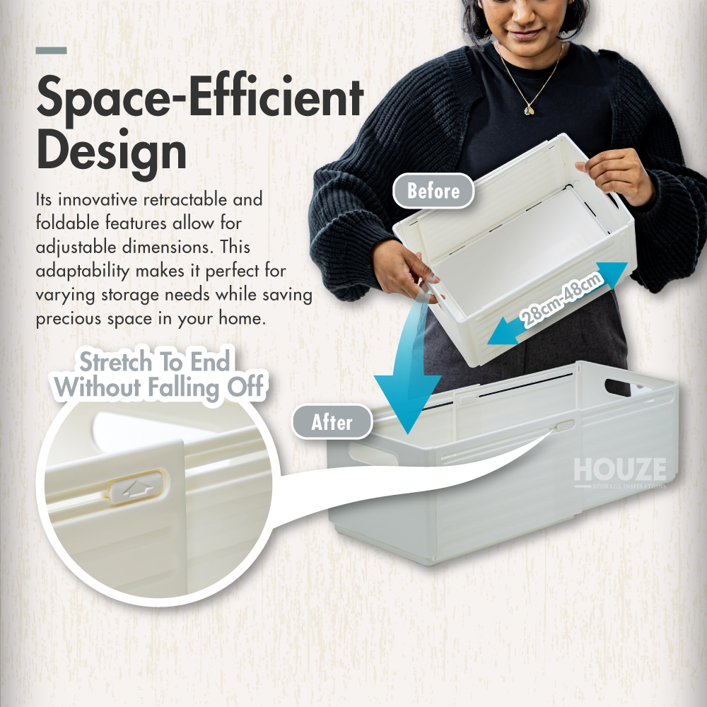 HOUZE - HUTCH Retract & Fold Storage Box - Small | Medium | Large - Storage | Space Saver | Organizer
