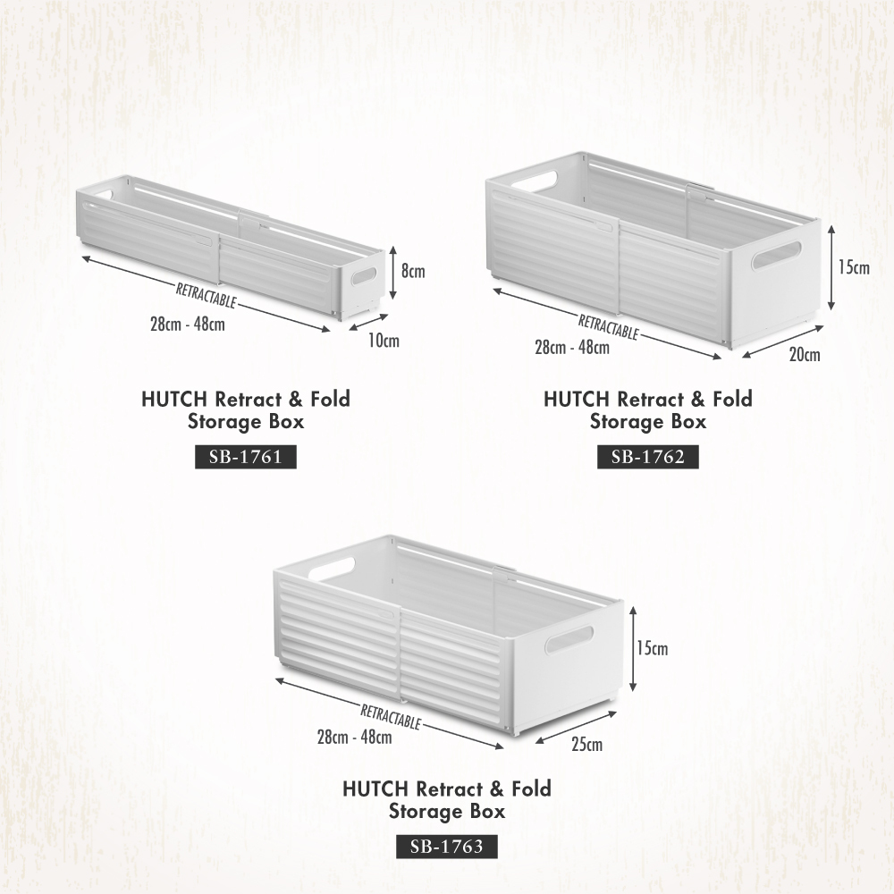 HOUZE - HUTCH Retract & Fold Storage Box - Small | Medium | Large - Storage | Space Saver | Organizer