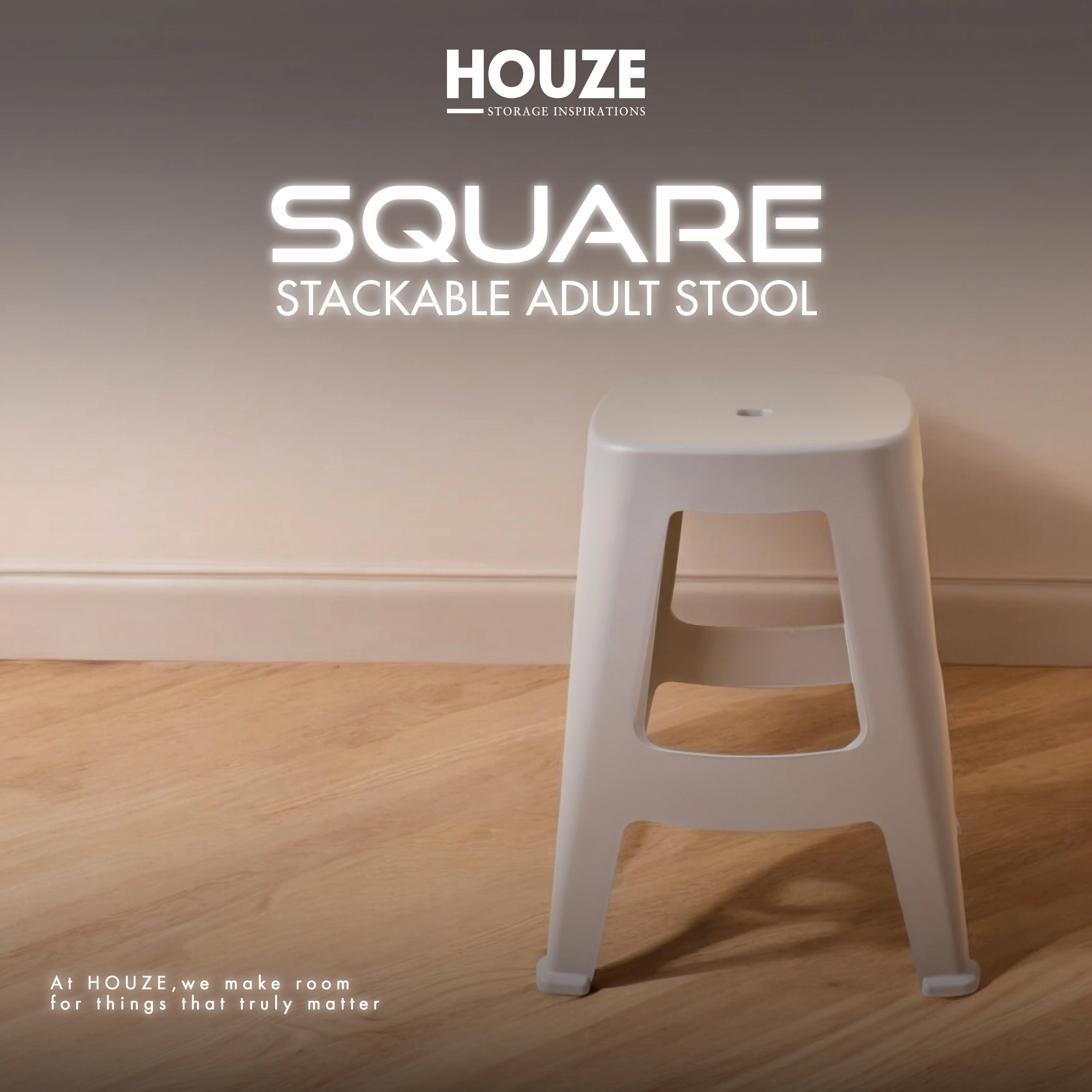 SQUARE - Stackable Stool (Grey)
